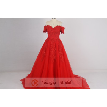 Luxo Formal Evening Off Shoulder Vestidos de festa Padrão de renda Comprimento do chão 2016 Custom Made